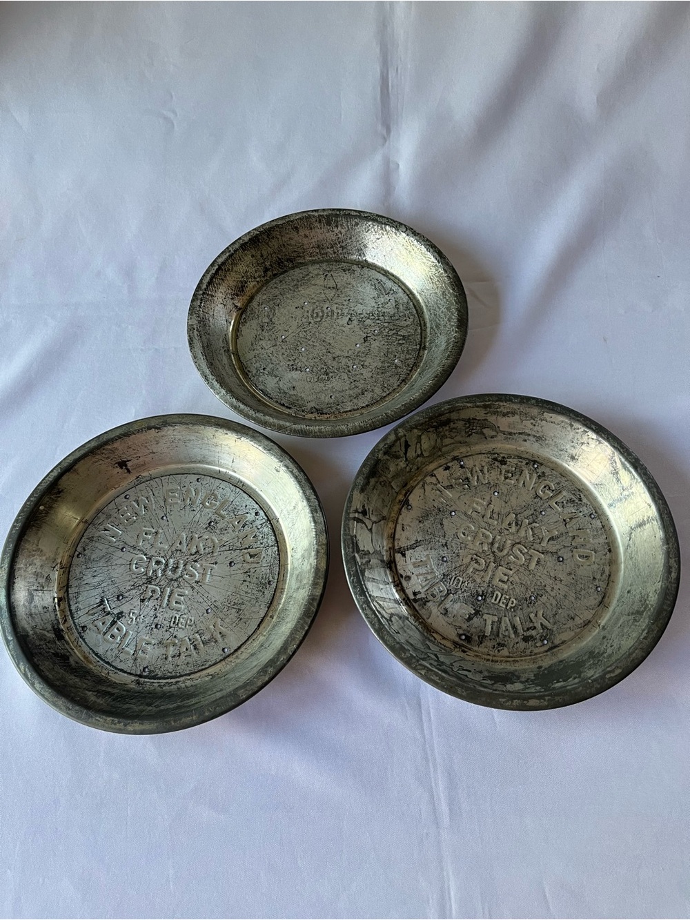 Vintage Table Talk Pie Tin Lot of 3 Rare 5¢ & 10¢ Mixed Deposit Eras